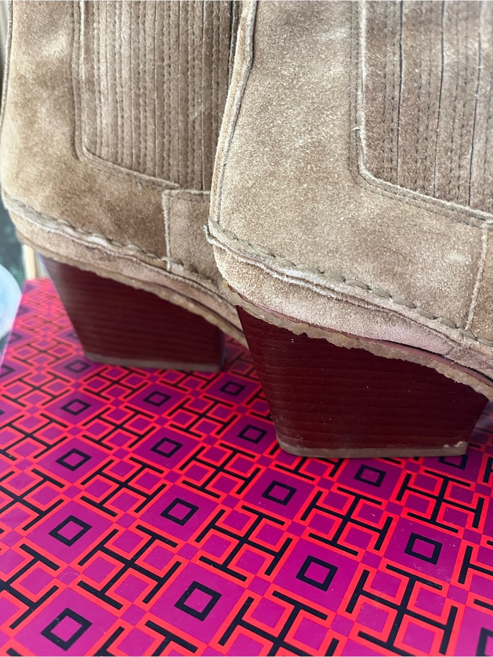 Tory Burch Taupe Suede Pointed Chelsea Booties - Picture 7 of 7